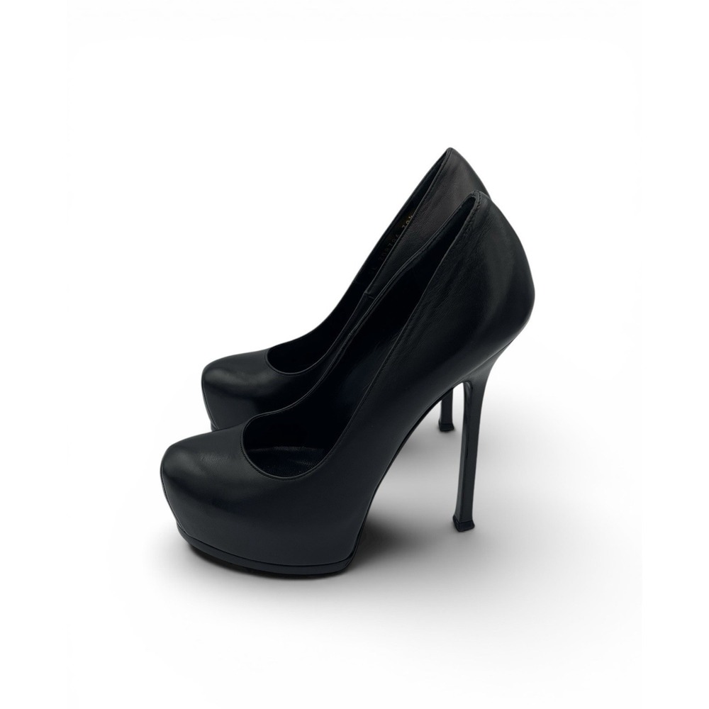 Saint Laurent Tribtoo Platform Pumps Black Leather –Size 38.5 US 8.5 - Picture 4 of 14